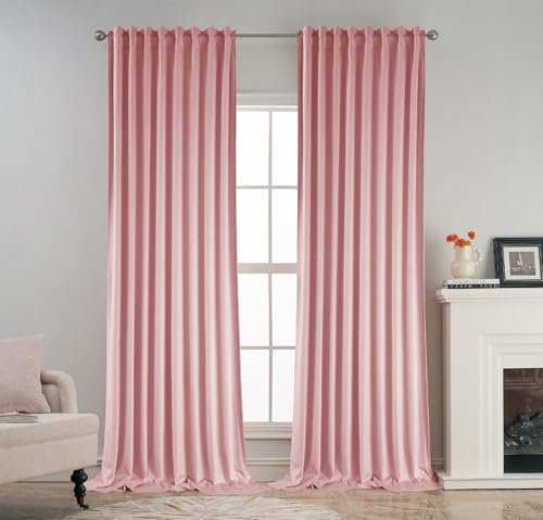 SMILETIME Schlaufenvorhänge, 132,1 x 213,4 cm, Rosa, 2-teiliges Set, Stangentasche und Quetschfalten-Design, Lichtfilterung und Wärmedämmung, ideal für Wohnzimmer, Schlafzimmer und Bürofenster