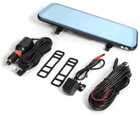 Dashcam Caméra Rétroviseur DVR Pour Voiture Caméra Tableau Avant Arrière Double Objectif Dashcam Automatique Caméra Tableau Bord BlackBox Caméscope Véhicule Dash Cam Voiture(2 lens 6M 24H 64GB)