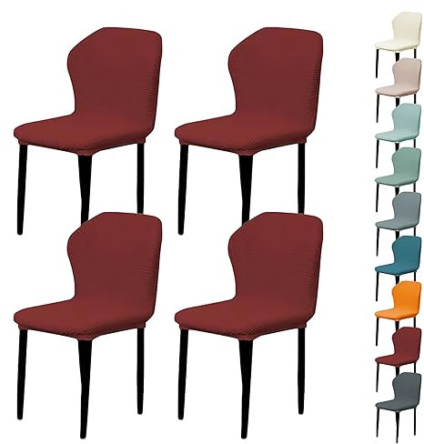 LinFortune Plaid Stuhlhussen für Esszimmerstühle Stretch Stuhlhussen für Esszimmerstühle waschbar Sitzschutz für Küchenstühle verdickt für Hotel Rot 4 Stück