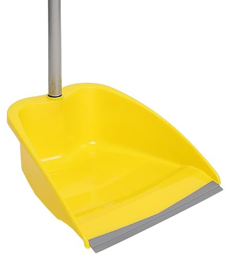 MAYA Recogedor MAX. con Regleta de Goma y Palo Metálico. para su Uso en Interior y Exterior. Dimensiones 26x25x84 cm (Amarillo)