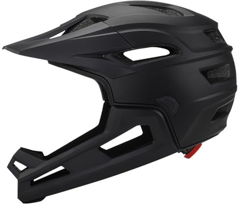 Csafyrt Mountain Bike Helmet for Adult ShockProof Full Face Bike Helmet with Detachable Chin Holder Visor Adjustable Unisex Black Bike Helmet