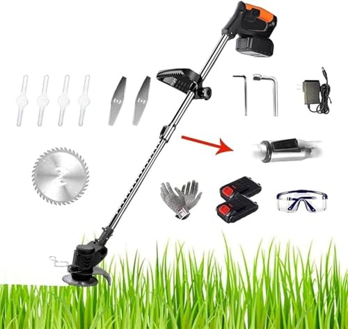 LKYLGYU Rasentrimmer, Akku-Kehrmaschine, tragbarer Rasenmäher, für den landwirtschaftlichen Haushalt, kabelloser Unkrautstecher, Garten-Prunitool, Bürstenschneider, Rasenmäher, Gartenarbeit