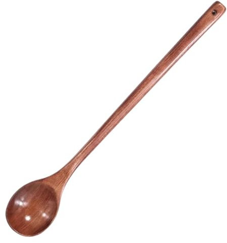 Wooden Spoons for Cooking, 13in Long Handle Mixing Tasting Spoons, Heat Resistant Wooden Spoons Cooking Utensils, Non Stick Friendly Kitchen Essential(with Hole)