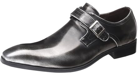 Stivali Da Uomo Stivaletti Tacchi Alti Scarpe in pelle a punta da uomo, scarpe con tacco basso, pantofole di grandi dimensioni, scarpe Stivali larghi da uomo di grandi dimensioni, grigio, 43 EU
