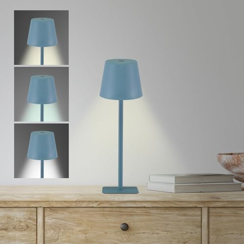 BEPER P207ILI200 Lampe de table rechargeable, lampe LED sans fil, intensité réglable, pour l'intérieur et l'extérieur, jusqu'à 12 heures, USB Type-C inclus