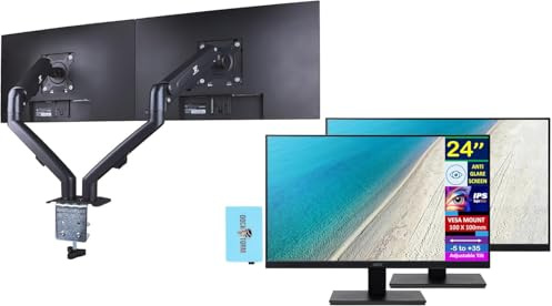 Acer 24 Vero FHD IPS Monitor with 4ms Response Time, Anti-Glare, Adaptive Sync, Built-in Speakers, VESA Mount (100mm) and DKZ Hub, Black, 2-Pack