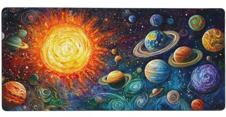 Mouse Mat 1200 x 600 mm XXL Universe Gaming Mouse Pad Earth Desk Mat Large Keyboard Mat，Waterproof，Non-Slip Base，Stitched Edge Mousemat，Improved Precision And Speed for Keyboard and Mouse，Gifts M917
