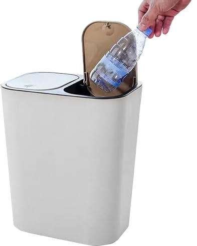 Double Trash Can-12.99x11.42x8.27In Space Saving Mülleimer Bin, Compartment Waste Container Mit Pushdeckeln | Küchensortierung, Gartenräumen, Wohnmobile, Bürobereiche, Outdoor-Veranstaltungen