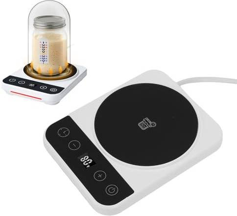 Bewinner Sauerteig-Starter-Wärmermatte mit 12-Stunden-Timer, Einstellbarer Temperatur, Gärunterlage mit Konstanter Erwärmung Zum Erwärmen von Brotteig-Gärbechern (WHITE)