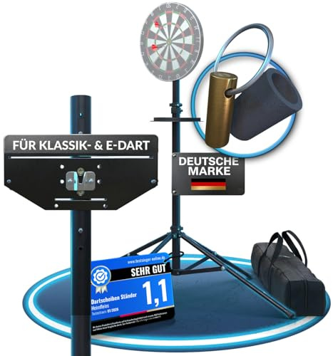 Heimfleiss® Dartscheibe Ständer für Klassiche & Elektro Dartboards | Freistehender Dartständer aus stabilem Stahl | Dart Ständer höhenverstellbar & faltbar | Dartständer für Dartscheibe | Dart Zubehör
