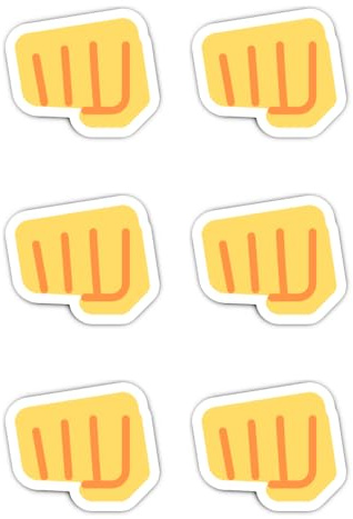Aufkleber: 50 mm, 6 Stück - coole Faust Emoticon Sticker gelb für Laptop Helm Handy Auto