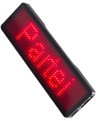 mophrati LED Namensschild mit 7 Farben LED, optionaler weltweiter Sprachanzeige, integriertem Pin und magnetischem Tragesystem für mehrere Szenen, USB ROT