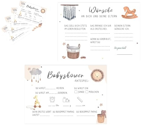 Ratespielkarten für Babypartys | Babyparty Spiele für Gender-Reveal-Party und Babyshower, Tippkarten für Baby Mädchen und Jungen (10)