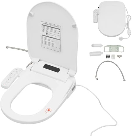 ROGONPDK AC 220V White Intelligent Smart Electric Heated Toilet Seat with Hot Air Drying, Smart Digital Display Toilet Seat, Suitable for Homes, Hotels, and Shopping Centres