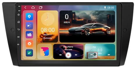 Android 15 Autoradio 2 Din per BMW 3 Series E90 E91 E92 E93 2006-2012 9 Pollici Touch Screen Autoradio con Comandi al volante CarPlay senza fili Telecamera Posteriore GPS(A1 1G+32G)