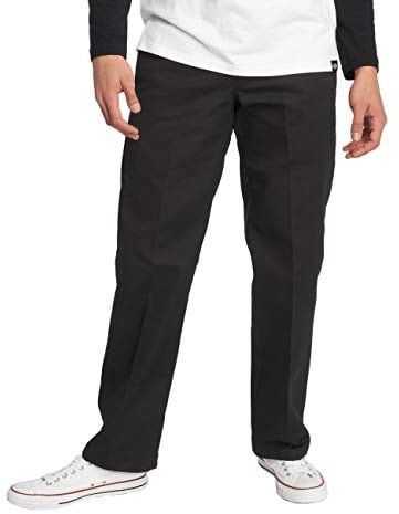 Dickies Mens Slim Straight Fit Work Utility Pants, Black, 32W x 32L US