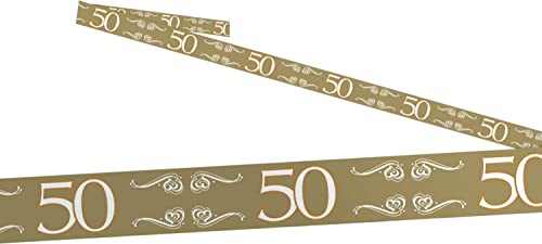 Folat Absperrband 50 zur Goldenen Hochzeit, PVC, ca. 15 Meter x 7,5 cm.