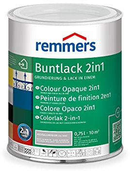 Remmers Buntlack 2in1 weißaluminium (RAL 9006), 0,75 Liter, Buntlack für Holz, Eisen, Stahl, inkl. Grundierung und Rostschutz, innen und außen