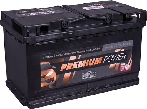 intAct Premium Starterbatterie 12V 90Ah 720A - Autobatterie mit 30% mehr Startleistung und Schnellladetechnik - auslaufsicher und wartungsfrei - Maße (LxBxH): 315x175x190mm, Pluspol rechts