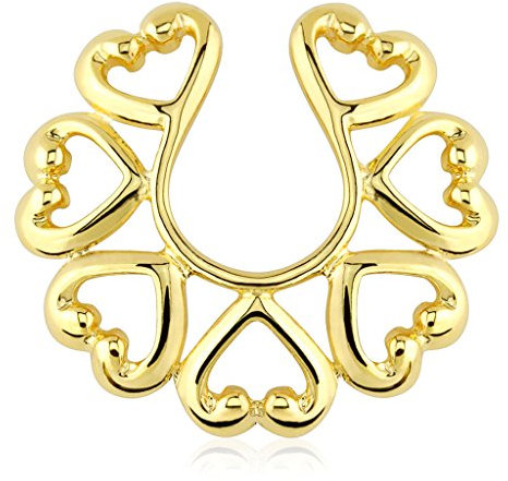 Faux Piercing téton Sein Poitrine Mamelon Multiple Coeur Couleur doré