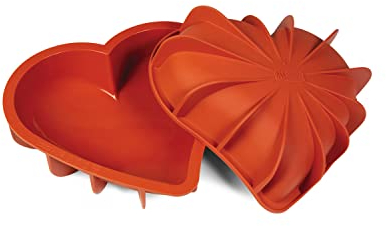 silikomart | SFT211 Moule en Silicone LOVE, anti-adhérent, Lot de 1 Moule à gâteau avec anneau de sécurité, 205 x 186 mm, h 54 mm, Volume 1,1 l, Made in Italy