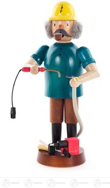 Rudolphs Schatzkiste Räuchermann Elektriker Höhe ca 17 cm NEU Erzgebirge Rauchmann Räucherfigur