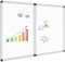 VIZ-PRO Pizarra blanca magnética de pared 90x60cm, pack de 2, marco de aluminio, para oficina y aula