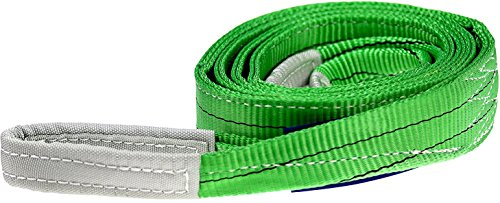 Schwerlast Hebegurt WLL 2T (Bruchlast 14T) – 3m Offroad Bergegurt & Abschleppgurt nach EN 1492-1 – Robustes Abschleppseil für Bergung & Offroad – Grün - Gurt