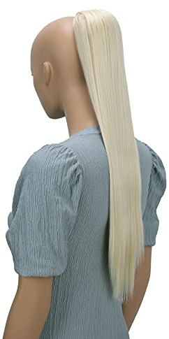 CAISHA 65cm Haarteil Mit Kordelverschluss Langhaar Zopf Pferdeschwanz Haarverlängerung Glatt Platinblond PH614