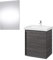 Planetmöbel Meuble de salle de bain, anthracite, 50 cm, avec lavabo et miroir, pour salle de bain, invités, WC