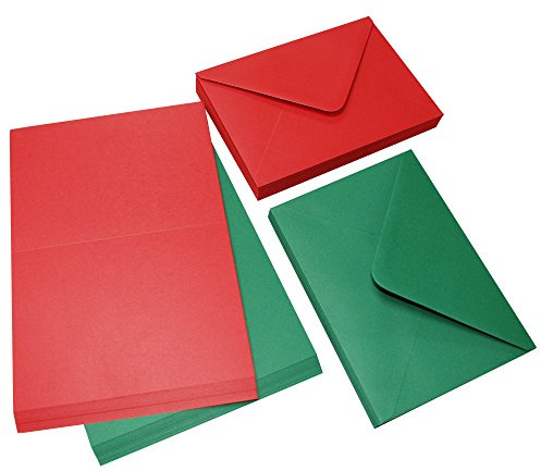 Craft UK 2039 5 x 7-Inch Christmas card and Envelope - Red/Green (Pack of 40)