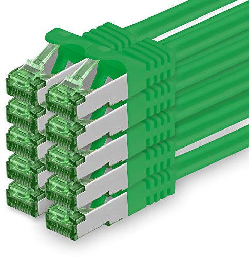1aTTack.de Câble Réseau Cat7 Cat 7 10 GB/s - 10x 2m - RJ45 Ethernet LAN DSL Routeur Modem - Vert