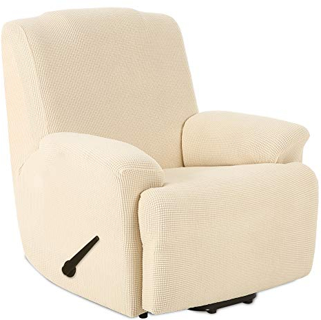 TIANSHU 1 Sitzer Sesselschoner, Liegestuhlbezug Sesselhusse Sesselschoner für Fernsehsessel Elastischer Antirutsch Stretchhusse Weich Stoff (Beige)