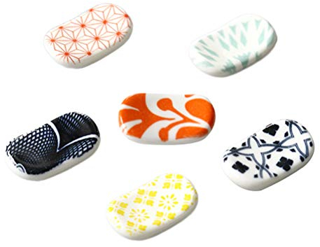 Bestonzon, supporto per 6 bacchette in stile giapponese, in ceramica stampata, per cucchiai, forchetta, coltello, colore casuale.