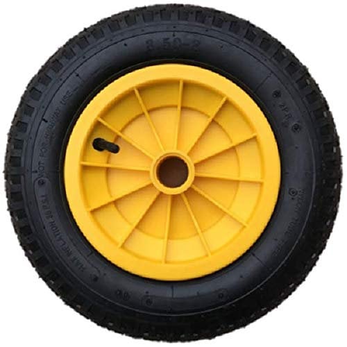 KetoPlastics 14 YELLOW PNEUMATIC WHEELBARROW WHEEL (PUMP UP) WITH 20MM BORE 3.50/4.00-8