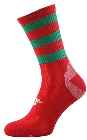 Precision Sports Socks Junior Mid Pro Hooped Red/Green J12-2