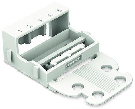 WAGO Befestigungsadapter, für Klemmen mit 5 Leitern, Serie 221 – 4 mm², mit Schnappbefestigungsfuß für horizontale Montage, Weiß, 221-515 (10 Stück)