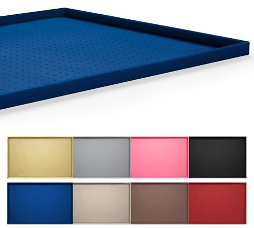 Hubulk Dog Cat Food Feeding Mat L (19x12) XL (24x16) or XXL (32X24) 0.5 & 1 inch Raised Edge Silicone Non Slip Waterproof Pet Food Mat Dog Bowl Placemat Large (XXL（32 x 24 x 1）, Navy)