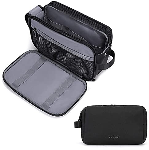 Toiletry Bag for Men, BAGSMART Travel Toiletry Organizer Dopp Kit Water-Resistant Shaving Bag for Toiletries Accessories, Black