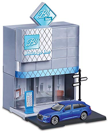 Bburago City Hotel Set: Spielzeuggebäude, inklusive Zubehör und 1 Spielzeugauto (18-31503)