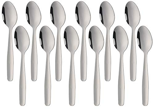 Meisha Economy Collection Tea Spoons, 12-Piece Stainless Steel Teaspoons Set, Small Spoons for Tea, Coffee, Dessert, Great for Home, Cafe, Restaurant - Silver