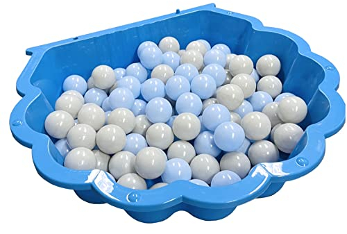TikTakToo Sand & und Wassermuschel I Sandkasten mit gefüllt mit 100 Euromatic Spielbällen (1-teilig) (blau/blau/grau)