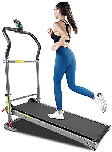 Laufband, zusammenklappbar, manuelles Laufband mit LED-Display, platzsparende Laufbandmaschine für Zuhause/Büro. 110 kg, 135 x 95 x 52 cm