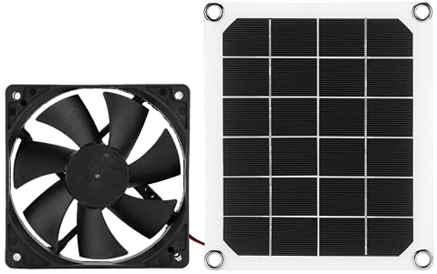 Solarpanel-Lüfter-Kit, 10 W 6 V Einzellüfter, wasserdicht, solarbetriebener Lüfter, tragbarer USB-Solar-Abluftventilator mit USB-Spannungstrenner für Schuppen, Gewächshaus, Hühnerhaus, Fensterauspuff