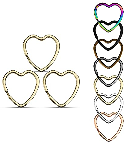 KEYU® Schlüsselringe in Herzform Herz Schlüsselanhänger für Paare Rosé Gold Silber Schwarz Schlüsselanhänger Herz (3, Gold)