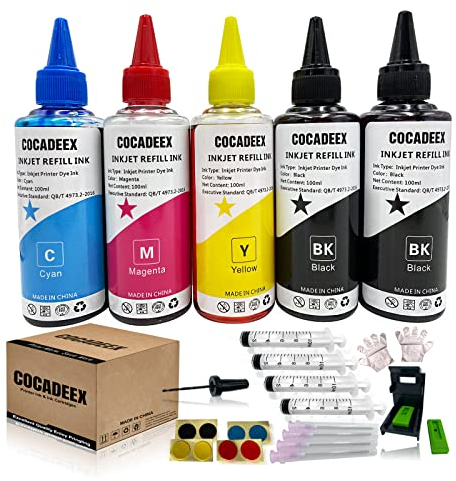 COCADEEX Botella de Tinta de Repuesto Compatible con Cartuchos de Tinta HP 301 o 301XL, para Deskjet 1000,1050,1055,2050,2510,2541,2549,3000,3050,3051A,3055A, Envy 4501 4505 4508 5530 5535 Impresora