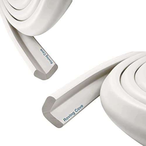 Roving Cove HeftyFit Kantenschutz für Babyschutz (nur 3,6 m große Kante), strapazierfähige, weiche Möbelkantenschutz, Schreibtischkantenkissen, Wandeckenabdeckungen, 3M-Kleber, Austernweiß
