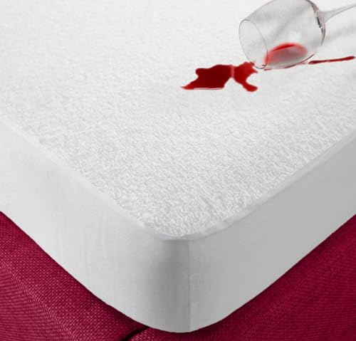 ECOBIZ 100% Waterproof Mattress Protector Double Bed 137x190 Extra Deep 30CM Fitted Skirt, Premium Cotton Terry Bed Wetting Protection, Non-noisy, Breathable, Hypoallergenic, Washable Sheet Cover