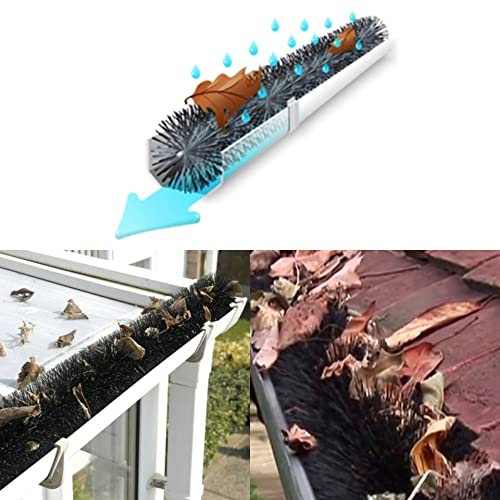 ADEPTNA 4m Gutter Guard Brush Drain Downpipe Leave Filter Cleaner Tool guttering Outdoor - Simple to fit to Prevent Drains and Gutters from Getting Clogged and Blocked
