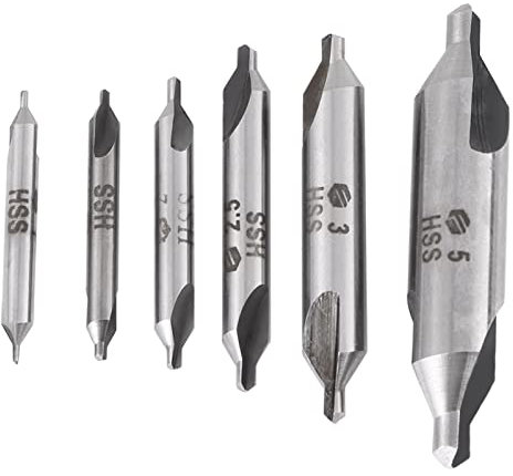 Lot de 6 Forets de Centrage, Mèche de Tour à évier, Foret Central à 60 Degrés, Mèches à Centrer à Angle de 1/1,5/2/2,5/3/5 Mm Forets à Centrer HSS